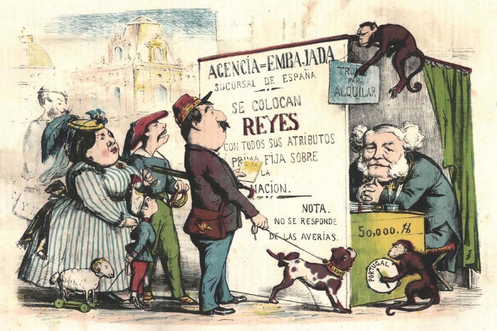 La búsueda de un monarca. Revista satírica La Flaca. 10 de julio de 1869 - 